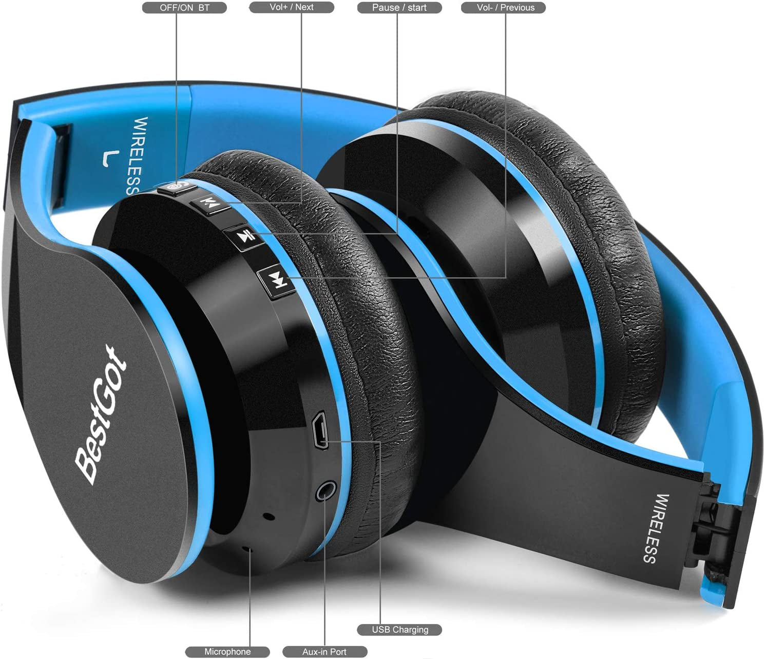 Kids Bluetooth Headphones BT6002 Wireless Headphones for Kids Children Adults for School Foldable Headset for 18 Hours for Pc/Phone/Tablets/Tv (Black/Blue) Kids Bluetooth Headphones BT6002 Wireless Headphones for Kids Children Adults for School Foldable Headset for 18 Hours for Pc/Phone/Tablets/Tv (Black/Blue)
